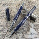 Parure de Stylos Plume & Bille Enzo Varini® "Arlecchino" Bleu