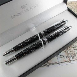 Parure de Stylos Plume & Bille Enzo Varini® "Arlecchino" Noir