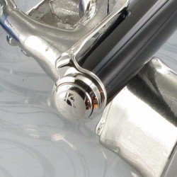 4"SOUVERAN 405" STYLO PLUME NOIR/BLEU mécanisme à piston et plume OR 14 carats / attributs plaqués argent