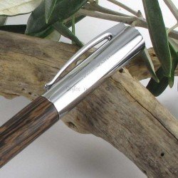 STYLO PLUME "Ambition"bois de cocotier,attributs chromés