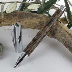 STYLO ROLLER "Ambition"bois de cocotier,attributs chromés