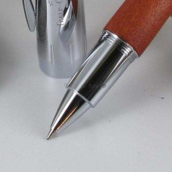 9-STYLO ROLLER en Bois de poirier et Métal chromé (automne)