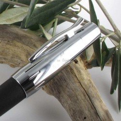 STYLO ROLLER "e-motion" moka (poirier brun foncé) ,métal chromé