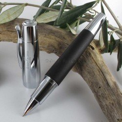 STYLO ROLLER "e-motion" moka (poirier brun foncé) ,métal chromé