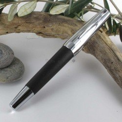 STYLO ROLLER "e-motion" moka (poirier brun foncé) ,métal chromé