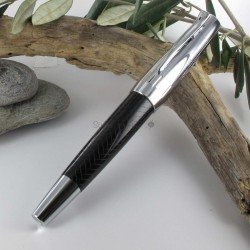 STYLO PLUME "e-motion" parquet noir, résine précieuse
