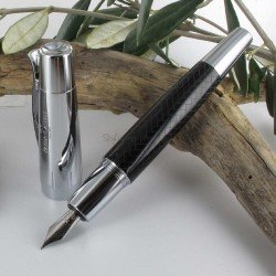 STYLO PLUME "e-motion" parquet noir, résine précieuse