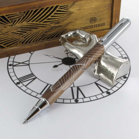 Coffret Stylo Roller Oberthur® "Canopée" Bois de Noyer Coffret Stylo Roller Oberthur® "Canopée" Bois de Noyer