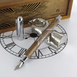 Coffret Stylo Roller Oberthur® "Canopée" Bois de Noyer