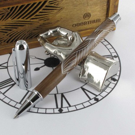 Coffret Stylo Roller Oberthur® "Canopée" Bois de Noyer