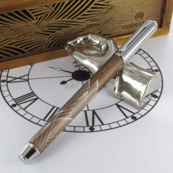 Coffret Stylo Roller Oberthur® "Canopée" Bois de Noyer