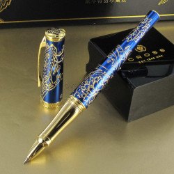 Stylo Roller Cross® "Année du Rat" Laqué Bleu & Or 23 cts