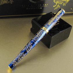 Stylo Roller Cross® "Année du Rat" Laqué Bleu & Or 23 cts