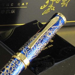 Stylo Roller Cross® "Année du Rat" Laqué Bleu & Or 23 cts