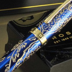 Stylo Bille Cross® "Année du Rat" Laqué Bleu & Or 23 cts