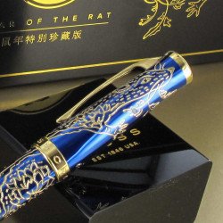 Stylo Bille Cross® "Année du Rat" Laqué Bleu & Or 23 cts