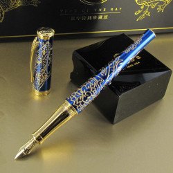 Stylo Plume Moyenne Cross® "Année du Rat" Laqué Bleu & Or 23 cts