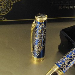 Stylo Plume Moyenne Cross® "Année du Rat" Laqué Bleu & Or 23 cts