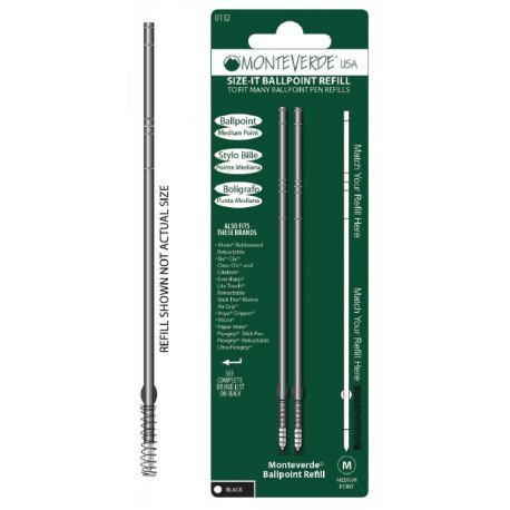 Lot de 2 Recharges Bille Pincée Noire Universelle Monteverde (produit générique) Lot de 2 Recharges Bille Pincée Noire Universelle Monteverde (produit générique)