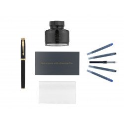 Coffret Stylo Plume Parker® "IM" Noir GT + encrier + cartouches d'encre + Convertisseur