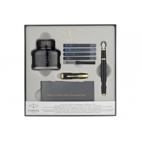 Coffret Stylo Plume Parker® "IM" Noir GT + encrier + cartouches d'encre + Convertisseur Coffret Stylo Plume Parker® "IM" Noir GT + encrier + cartouches d'encre + Convertisseur