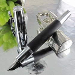 STYLO PLUME "e-motion"bois de poirier nuit,métal chromé