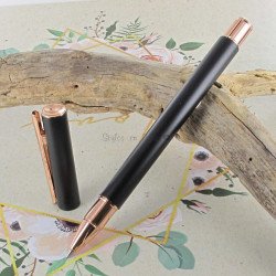 Stylo Roller Faber Castell® "NEO" noir mat, or rose