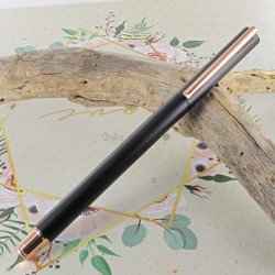 Stylo Roller Faber Castell® "NEO" noir mat, or rose