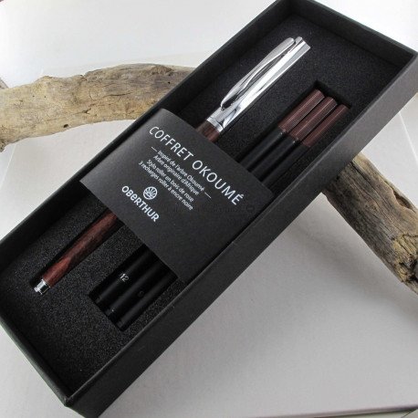 Coffret Stylo Roller Oberthur® "Okoume" Bois de Rose Coffret Stylo Roller Oberthur® "Okoume" Bois de Rose