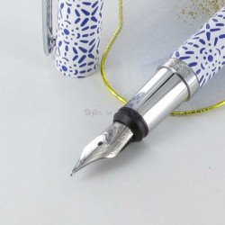Stylo Plume Oberthur® "Indigo" Laqué Blanc Bleu
