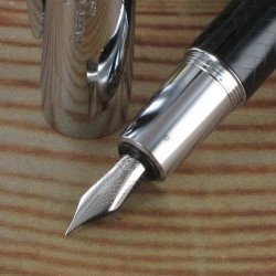 STYLO PLUME "e-motion" parquet noir, résine précieuse