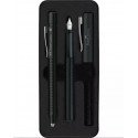 Coffret stylos Plume + Bille Faber Castell® GRIP Noir Mat
