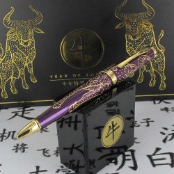 Stylo Bille Cross® Sauvage "Année du Buffle" Laqué Prune & Or 23 cts