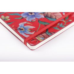 Carnet souple en Cuir Clairefontaine® Céleste Jardin Rouge