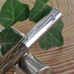 STYLO PLUME "Ambition"bois de cocotier,attributs chromés
