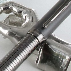 Coffret Stylo Roller Oberthur "Orion" Chevron Gris Mat Chevrons + 2 recharges offertes