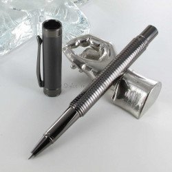 Coffret Stylo Roller Oberthur "Orion" Chevron Gris Mat Chevrons + 2 recharges offertes
