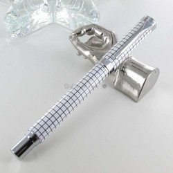Coffret Stylo Roller Oberthur "Orion" Blanc/Carreaux + 2 recharges offertes