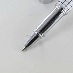 Coffret Stylo Roller Oberthur "Orion" Blanc/Carreaux + 2 recharges offertes