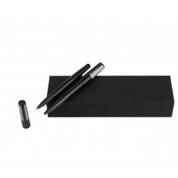 Parure Stylos Roller & Bille Hugo Boss® Gear MINIMAL Noir & Chrome