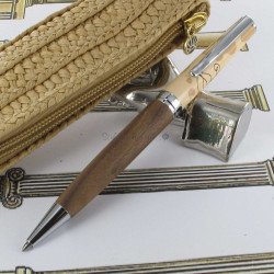 Stylo Bille Oberthur® "Olympe" Bois de Noyer + Etui trousse offert
