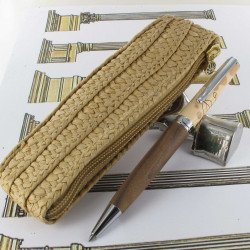 Stylo Bille Oberthur® "Olympe" Bois de Noyer + Etui trousse offert