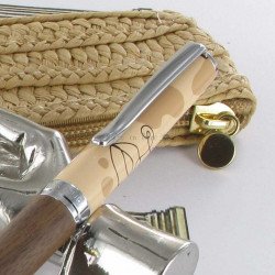 Stylo Plume Oberthur® "Olympe" Bois de Noyer + Etui trousse offert