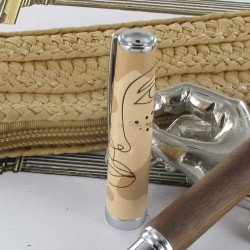 Stylo Plume Oberthur® "Olympe" Bois de Noyer + Etui trousse offert