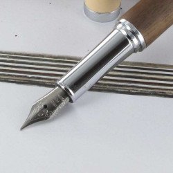 Stylo Plume Oberthur® "Olympe" Bois de Noyer + Etui trousse offert