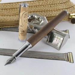 Stylo Plume Oberthur® "Olympe" Bois de Noyer + Etui trousse offert