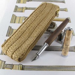 Stylo Plume Oberthur® "Olympe" Bois de Noyer + Etui trousse offert