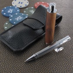 Stylo Bille Oberthur® "Ottawa" Télescopique Bois d'Acajou + Etui offert