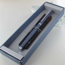 Coffret Stylo Roller Oberthur® "Palazzo" Denim + 2 recharges rollers offertes