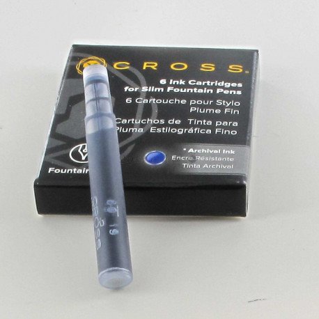 Cartouches Bleue Noire SLIM boite de 6 Cross® Cartouches Bleue Noire SLIM boite de 6 Cross®
